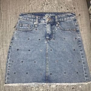Studded jean mini skirt